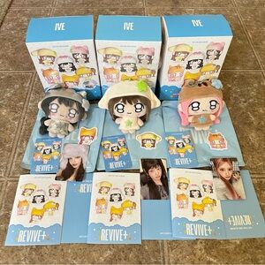 K-Pop Plush Doll Set with Photo Cards - Blue, Cream, Pink